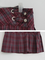DOUBLE BUCKLE PLAID CHECK PLEATS SKIRT (2COLORS!)