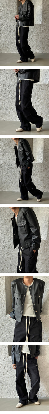 [F/W] ラウンドポケットレザージャケット (2color)