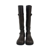 Washing leather buckle long boots
