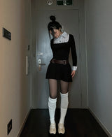 See-through two-tone knee-high socks