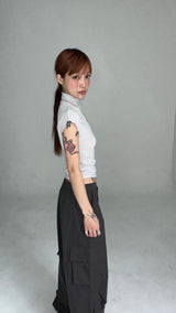 HALF NECK SHIRRING T-SHIRTS