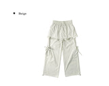 Kaze Nylon Pocket Wide Frill Skirt Pants