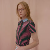 STRIPE LOGO COLLAR TSHIRT