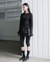 WRINKLE MESH CARDIGAN BLACK