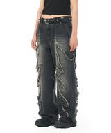 FLAME STAGE PANTS - WASHED BLACK