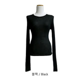 セレナテンセルラウンドネックフォール長袖シースルー長袖Tシャツ 5 colors