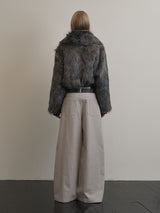 FUR SHORT JACKET CHARCOAL