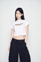 25SS FLAME LOGO SHORT CROP SLEEVE T-SHIRT WHITE