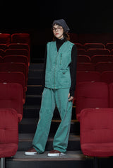 DYED ZIP CARGO PANTS / EMERALD