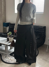 ケーブルクロップハーフニット(2color)