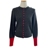Page Unbalanced Button Color Block 長袖ニットカーディガン (3 Colors)