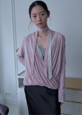 Lotus Drape Scarf Top (Bluish Pink)
