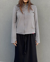 ストライプ ハーフ ジップアップ(GREY) ウィメンズ