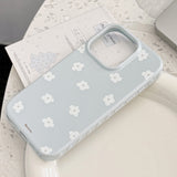 シフォンブルーホワイトサマーフラワーハード iPhone ケース