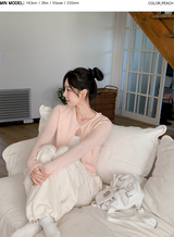 #Back Ribbon Embroidery Knit Cardigan (5color)