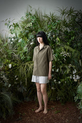 STRIPE L-C TAILORED 1/2 SHIRT (Khaki)