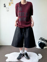 Cody Unai Big Letter Semi-Cropped Ribbed Knit T-Shirt 3color
