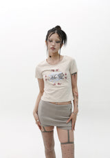 [Gerbera] Eyelet mini pantskirt (Beige)