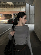 Deer Boat Neck Long Sleeve T-Shirt