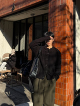 City wool one tuck wide pants
