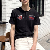 スラブヘンリーネッククロップドTシャツユニオンジャック ブラック
