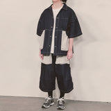 reverse terry pocket denim shortsleeve shirt_blue