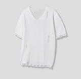 [S/S]バカンスダメージVネックハーフニット(3color)
