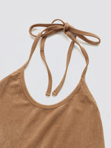 Halter-Tie Suede Apron_Brown