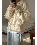 [F/W] Heavy wool knit hood zip up(4color)