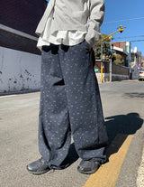 26SS★ [BAONHAUS]ティンダーコットンワイドバンディングフラワーパンツ