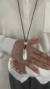 Matt silver stone long necklace
