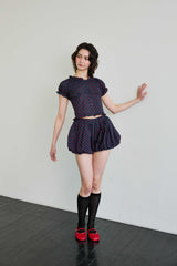MINI HEART TWO WAY BLOUSE / NAVY