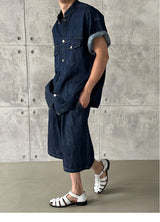 [SET UP] String denim bermuda pants (2color)
