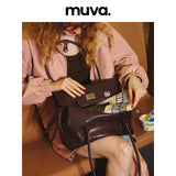 muva. Treasure Pouch, Genuine‑Leather Commuter Tote Bag, Large‑Capacity Zippered Relaxed‑Style Trendy Purse for Women, New Arrival Aug 21
