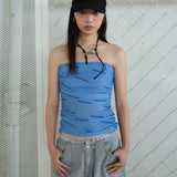 ドレープバンドチューブトップ Blue
