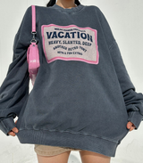 (UNISEX) ピンクプリントビンテージピグメントルーズフィットオーバーサイズユニセックススウェットシャツ