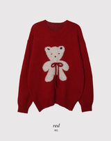 #テディベアリボンルーズニット (3color)