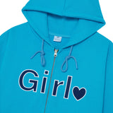 Girl zip-up hoodie - Aqua blue