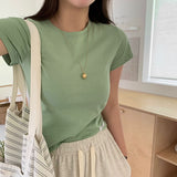 [BELLIDE MADE] デイリーラベルセミクロップド半袖Tシャツ
