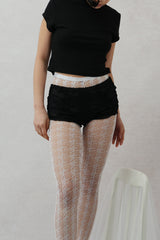houndstooth check mesh tights (white)