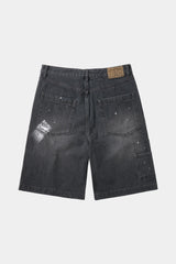 エイジスプラッターカーペンターデニムショーツ(Washed Black)