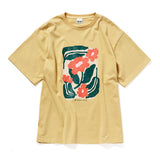花の絵 オーバーサイズTシャツ イエロー