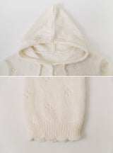 #Wish Eyelet Hood Wave Knit Cardigan (3color)