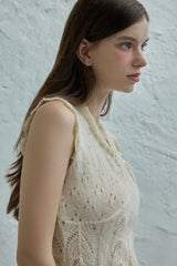 Ribbon sleeveless knit_cream