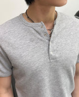 Lowden Slim Ribbed Henley Neck Short Sleeve Tee