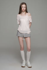 Powder sheer ribbon top, Baby Pink