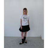 メタリックリボンスリムフィットTシャツ - WHITE