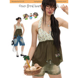 BETWEENAND "The Wizard of Oz" printed spaghetti strap top in lime green – a new 2026 model