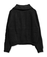 オブリークカラークロスボタンニット_ブラック