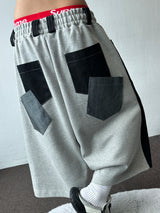 Back Two Pocket Belt Stitch Denim Bermuda Shorts 2color